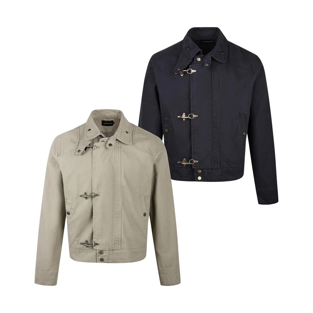 LIGGICC 解构拼接飞机扣夹克男女复古做旧vintage短款外套ins立领