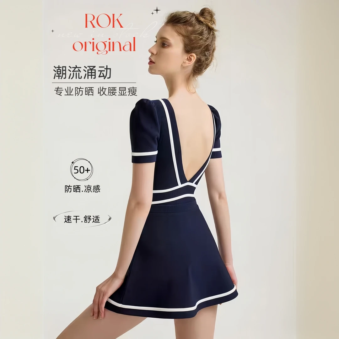 出韩原单泳衣女款显瘦成人泳衣泡温泉保守泳装