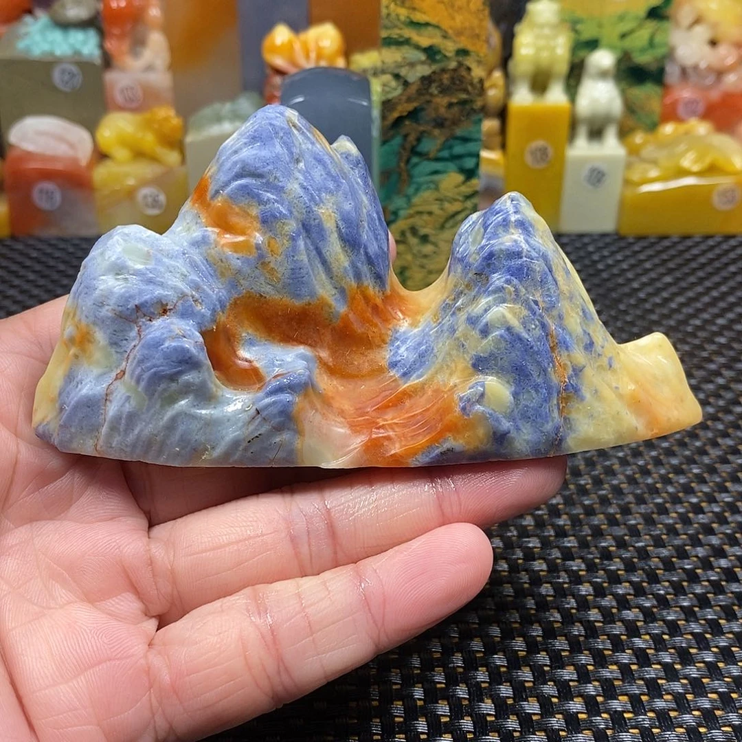 青田石印石青田红花蓝带00000000