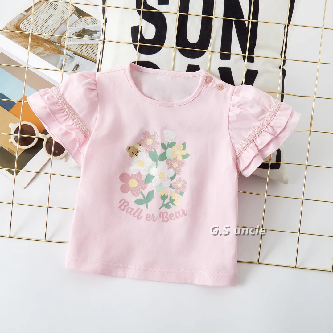 【樱花甜筒】A001夏季儿童新款短袖T休闲百搭可爱粉色