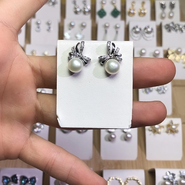 淡水珍珠耳饰银S925镶嵌