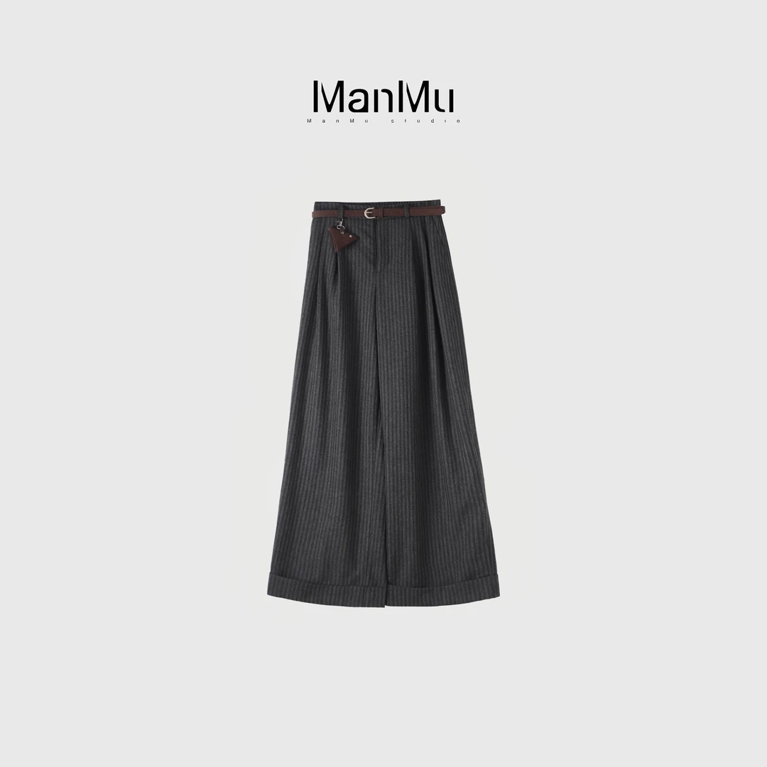 满目ManMu 【张琪专属】高级定制秋冬时尚百搭羊毛长裤350499
