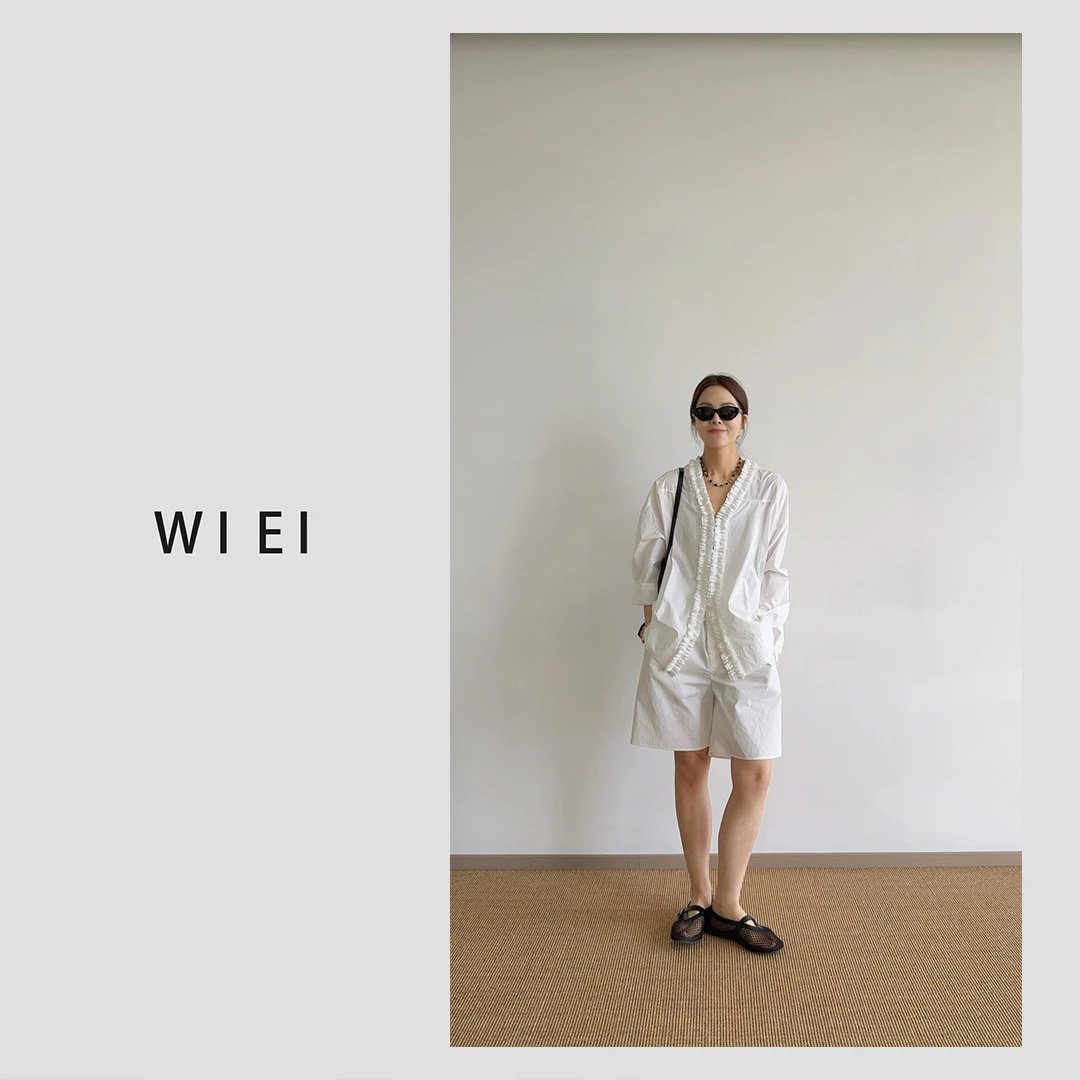 《WI EI》海棠*法式花瓣领 重工通勤 纯棉衬衫外套 25052