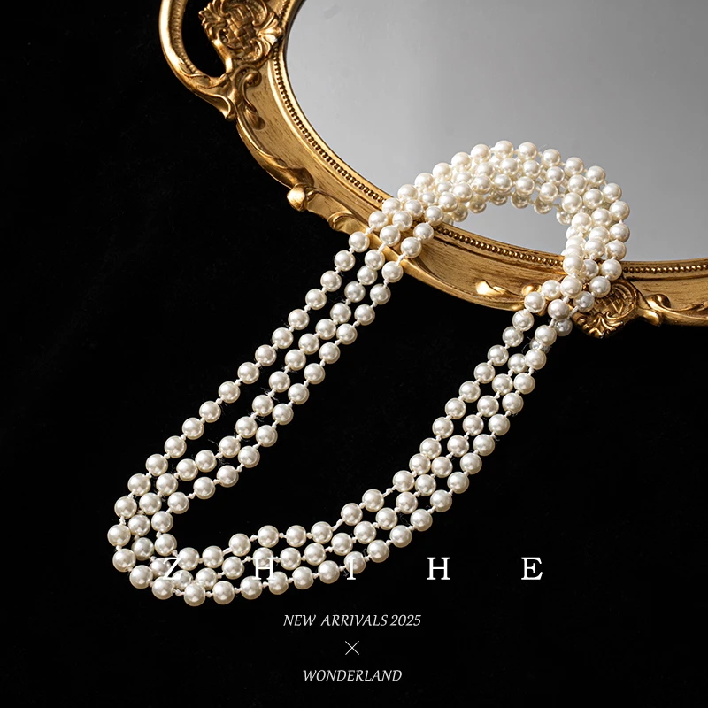 非金属仿珍珠项链 无艳一禾 复古珍珠长款项链YHSC02571