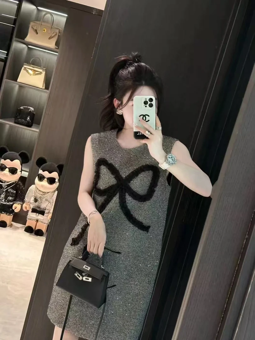 【清货不退不换】8809连衣裙气质女装显瘦蝴蝶结不褪色无袖时尚
