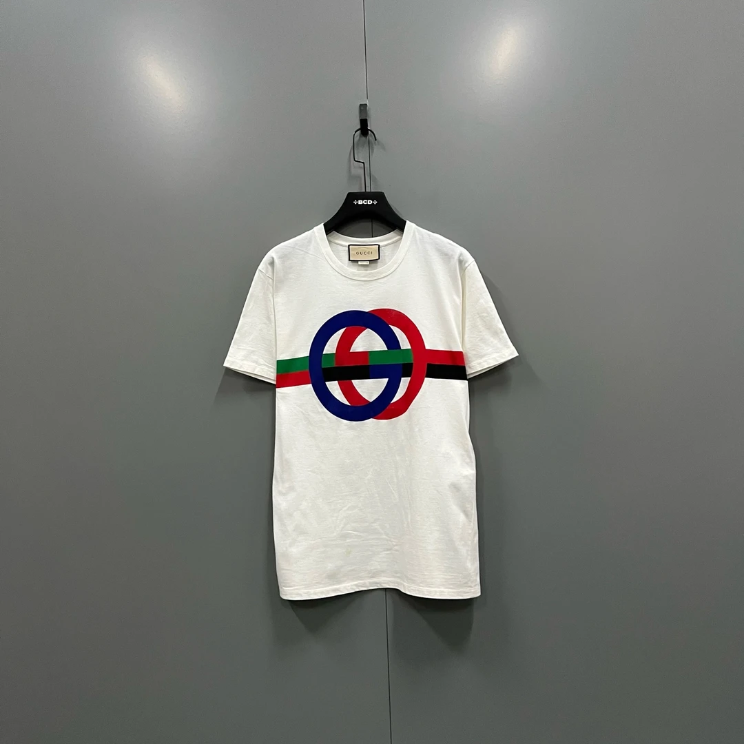 99新 GUCCI/古驰 jp918  拼色圆环印花短袖 M码 019487