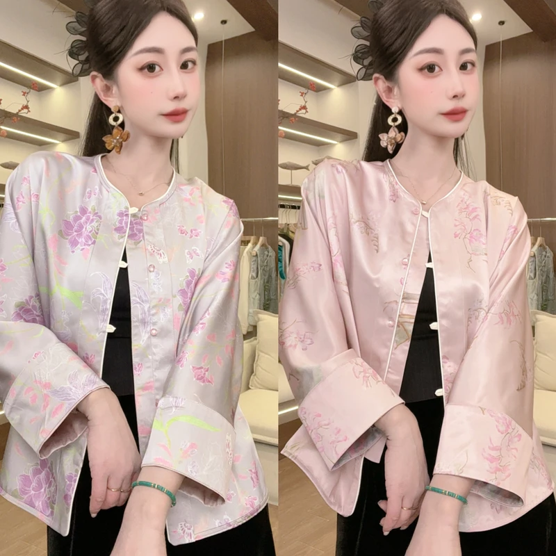【十里桃园】秋季气质双面可穿新中式上衣外套女刺绣时尚秋季显瘦