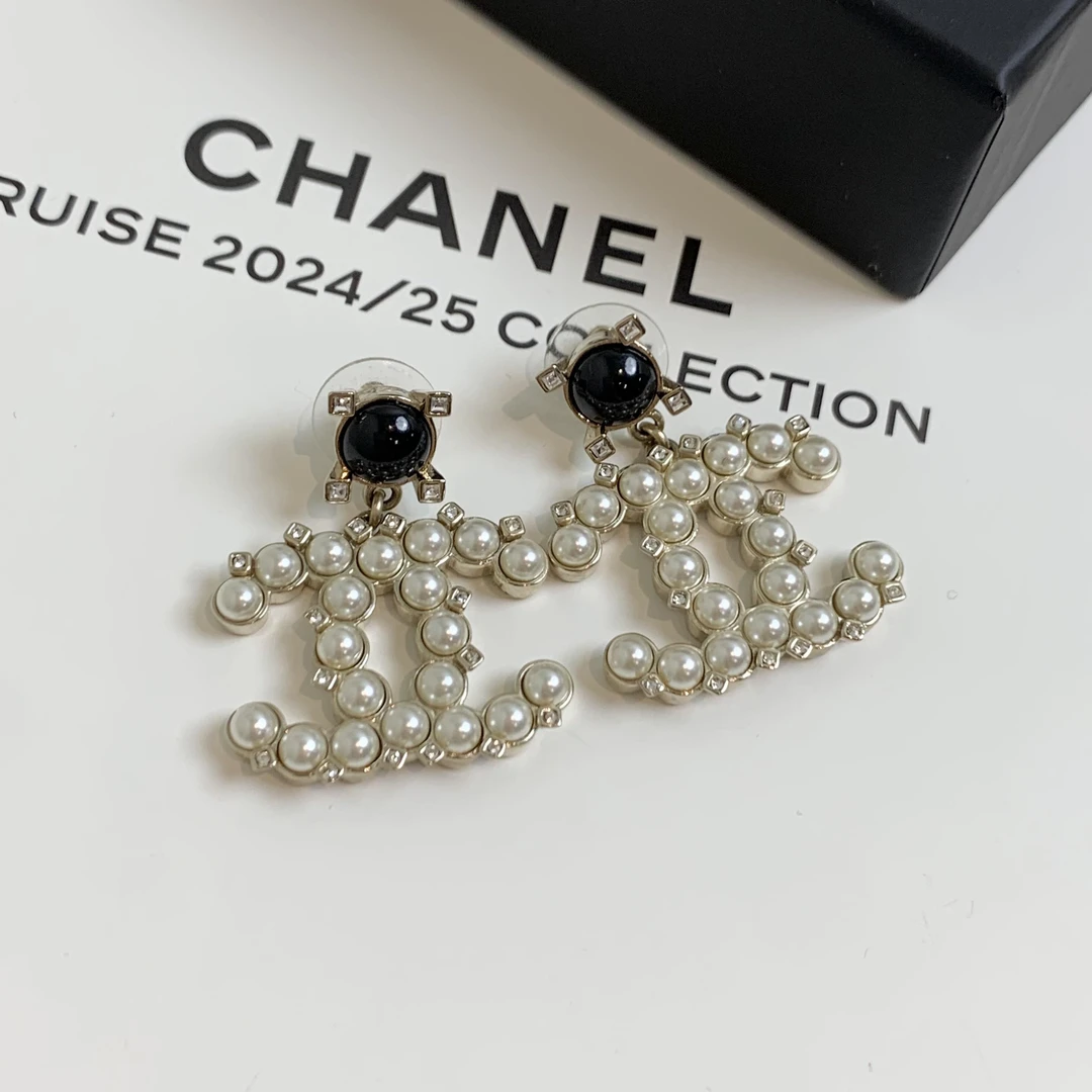 99新 Chanel/香奈儿 壹臻/21A珍珠双C吊坠耳钉94278422