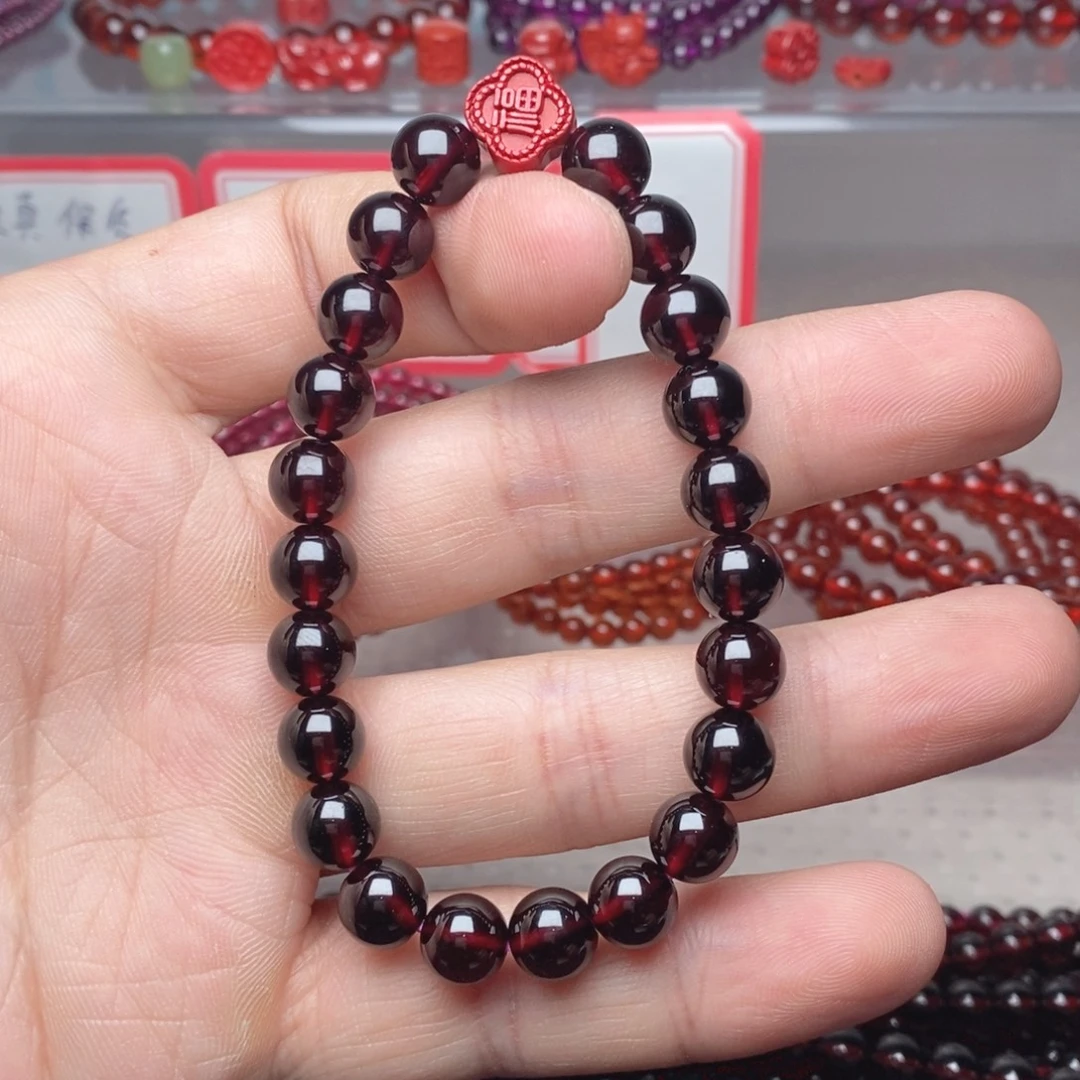格***！未镶嵌石榴石手链卡8酒红