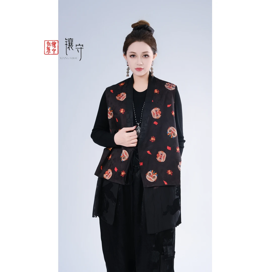 【镶守·繁盛】春季新中式民族风中国风女装时尚休闲马甲G3266小狮子