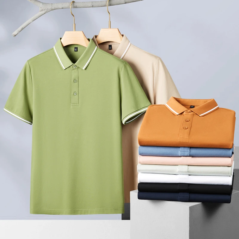 短袖polo衫男士商务休闲高端衬衫领t恤冰丝夏季潮流男装5A抗菌