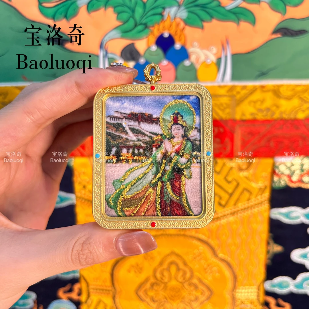 BLQTK-213 布达致敬绿度母莲花灯手工砂双面唐卡