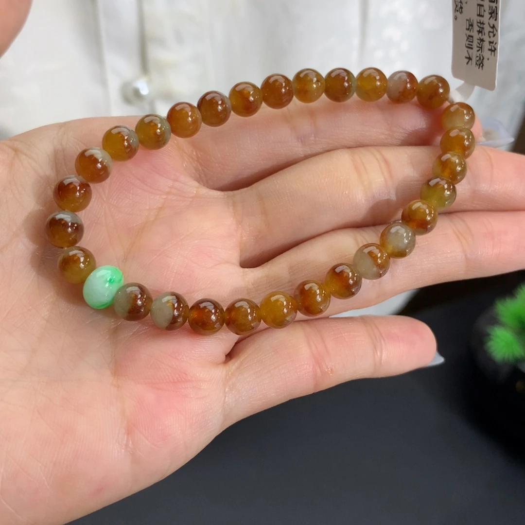 翡翠未镶嵌手串卡6.2胶润红翡手串