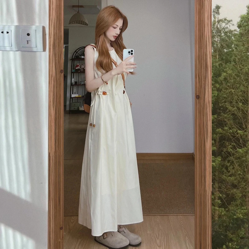 【现货+运补】法式气质冷淡风显瘦连衣裙子女轻奢高级感背心裙长裙
