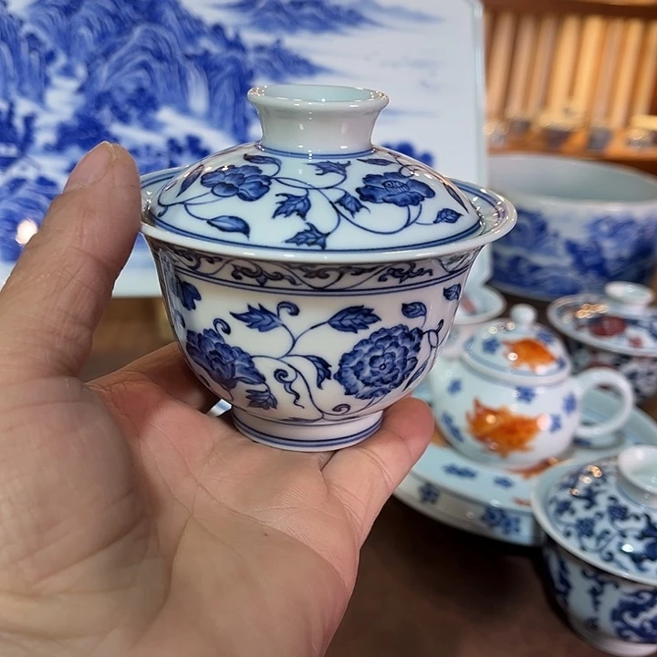 錡镇堂手工手绘盖碗