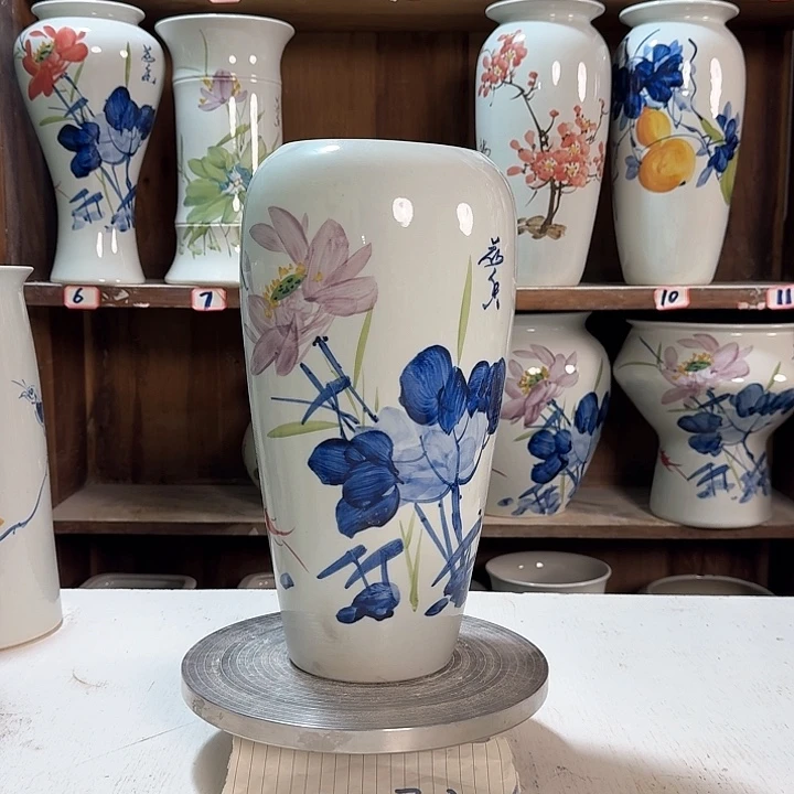 瓶大萝卜青花荷花新款陶瓷