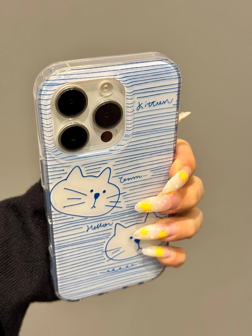 ins风线条猫咪适用iPhone15/16promax手机壳苹果14/13/12防摔11软