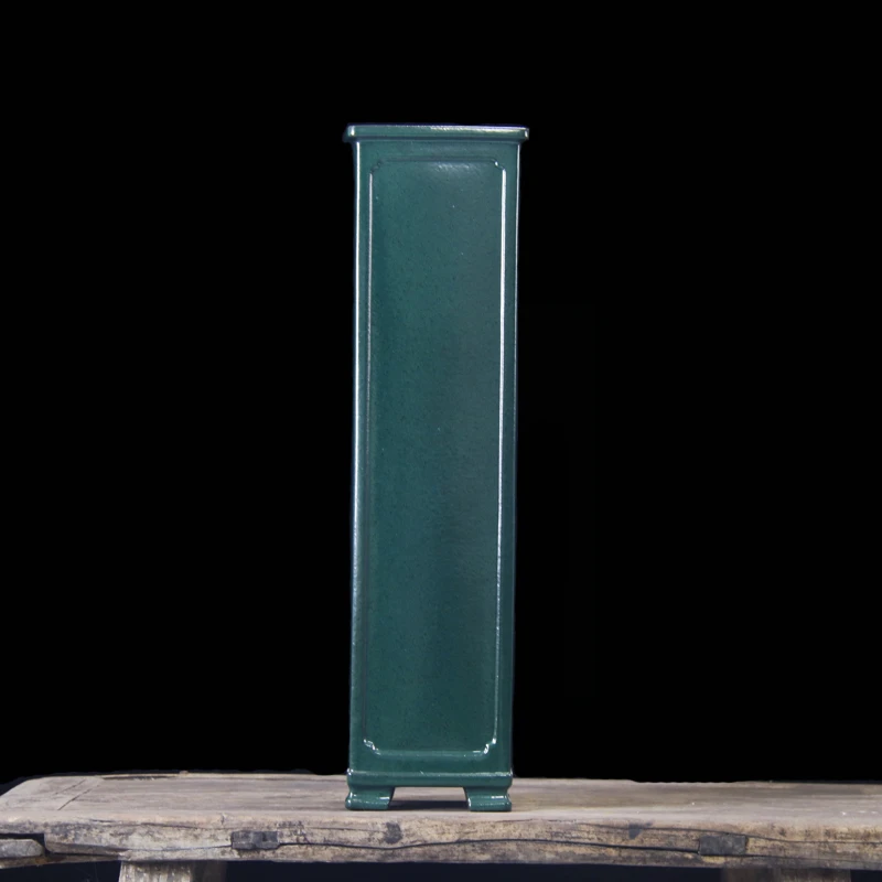 宜兴紫砂绿釉大签筒高档精品悬崖兰花多肉竹子金弹子室内桌面花盆