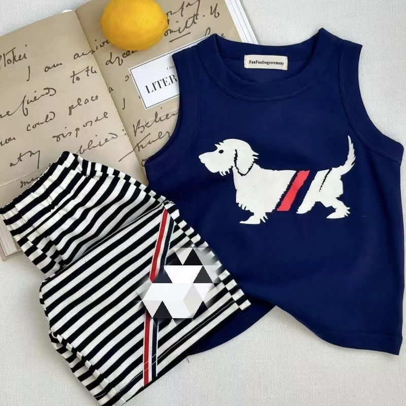 日系童装儿童无袖上衣2025夏季新款男童tb短袖套装中小童宝宝套装