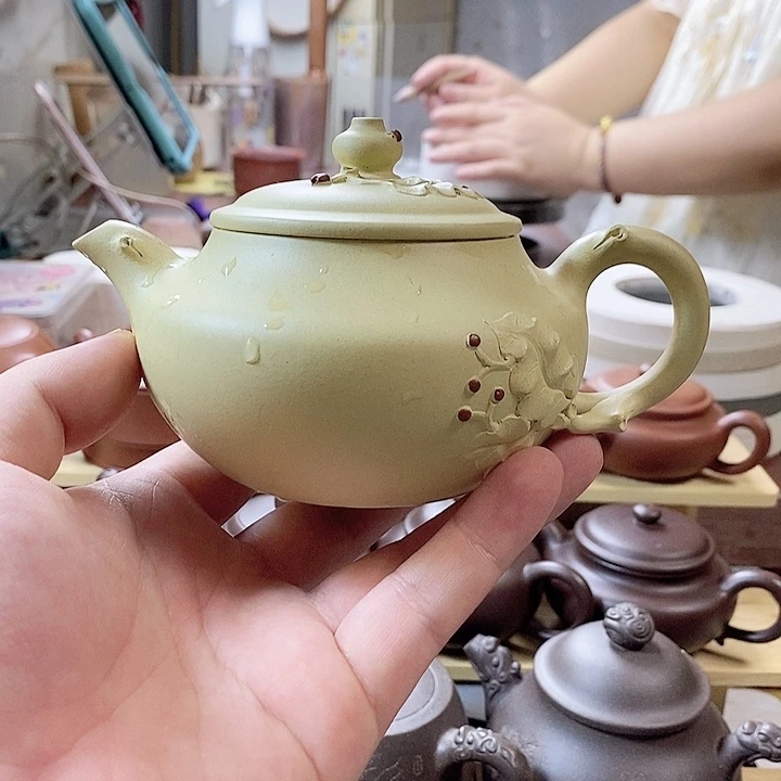 权***茶壶紫砂扁圆壶 半手工制作