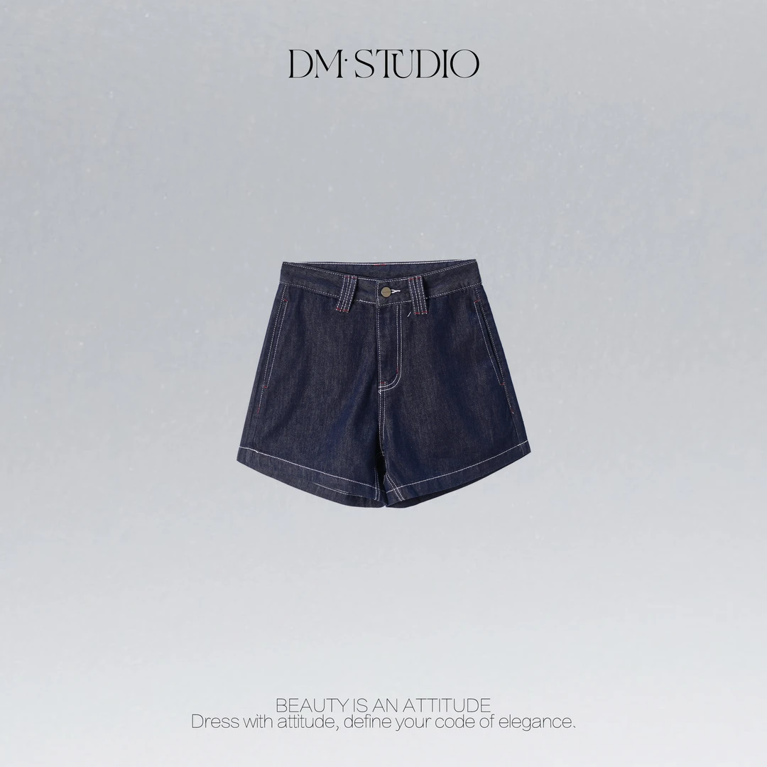 DEDM•STUDIO/气质小众日常简约修身水洗牛仔阔腿短裤2506DK/82176