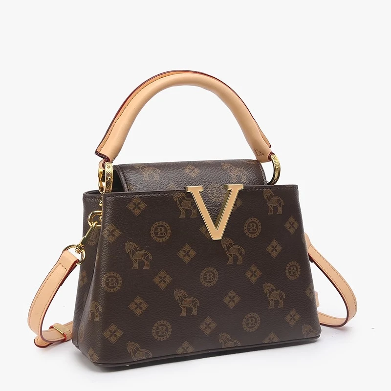 专柜正品老花盒子包包女2025新款真皮小方包高级感单肩斜挎手提包