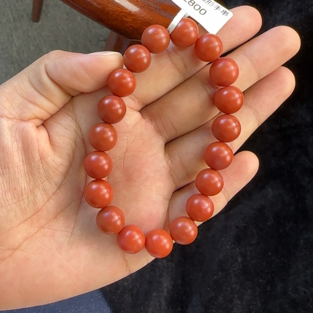南红玛瑙手串未镶嵌爱***8原矿南红入门磨石砍10mm单圈