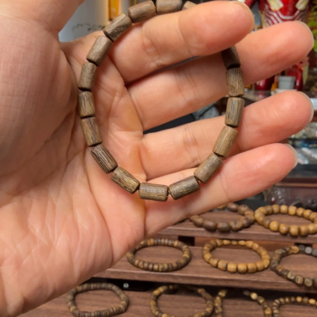 沉香手串卡6 桶珠沉水单圈