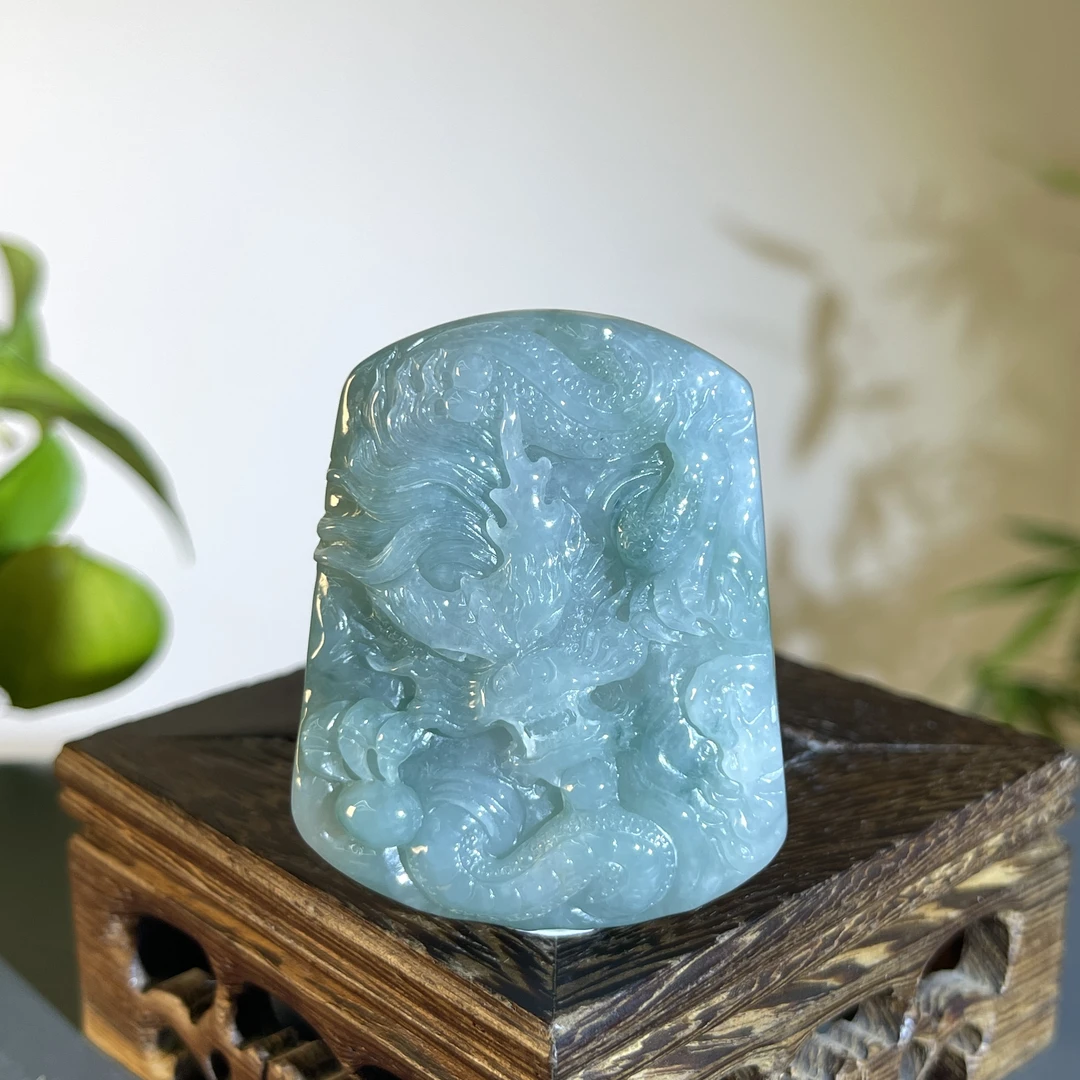 JTB26-76 天然缅甸A货翡翠  龙牌