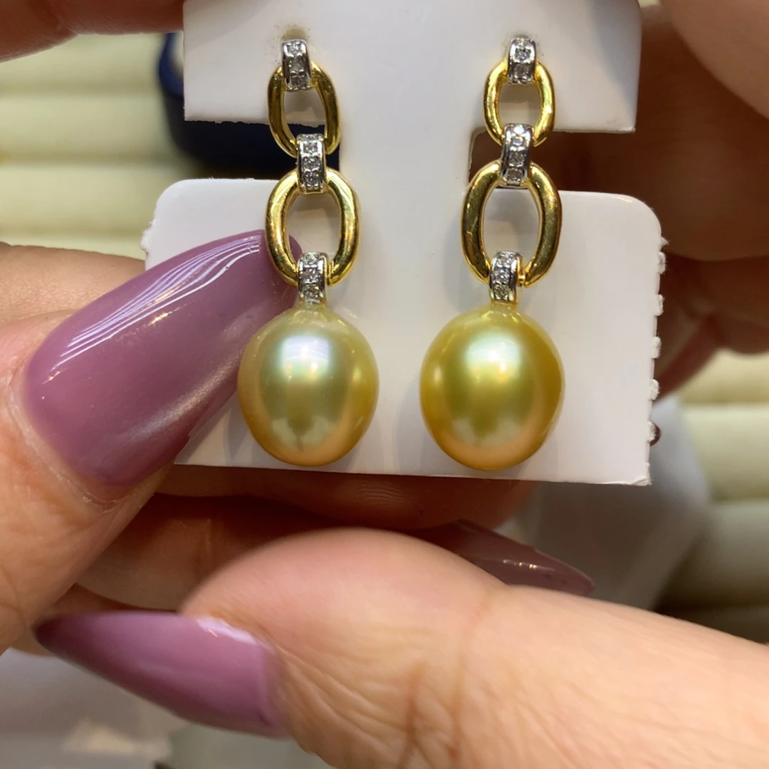 银S925镶嵌耳饰海水珍珠