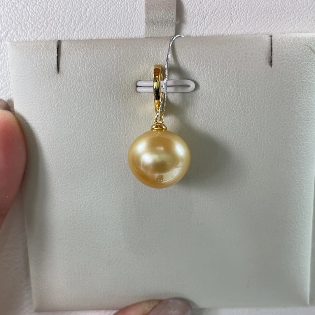 银S925镶嵌颈饰海水珍珠南洋金珠13-14m m