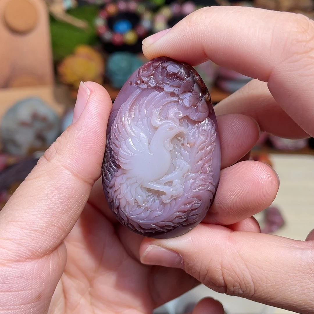 玛瑙/玉髓未镶嵌手链盐源玛瑙凤穿牡丹吊坠