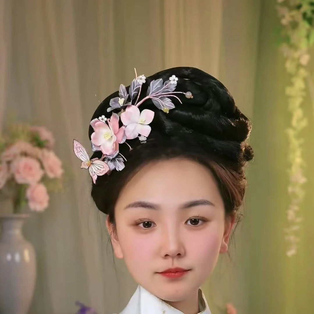 (听月专属)大麦吖古风发饰汉服绒花发簪手工制作默认微瑕均有色差