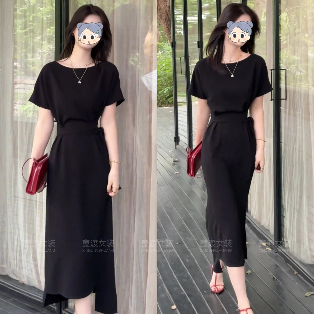 2025夏季新款时尚显瘦气质女士网红洋气连衣裙百搭款D5409