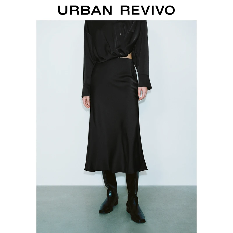 【职场际遇】UR2025新款欧若风魅力气质长款鱼尾半裙UWM550007