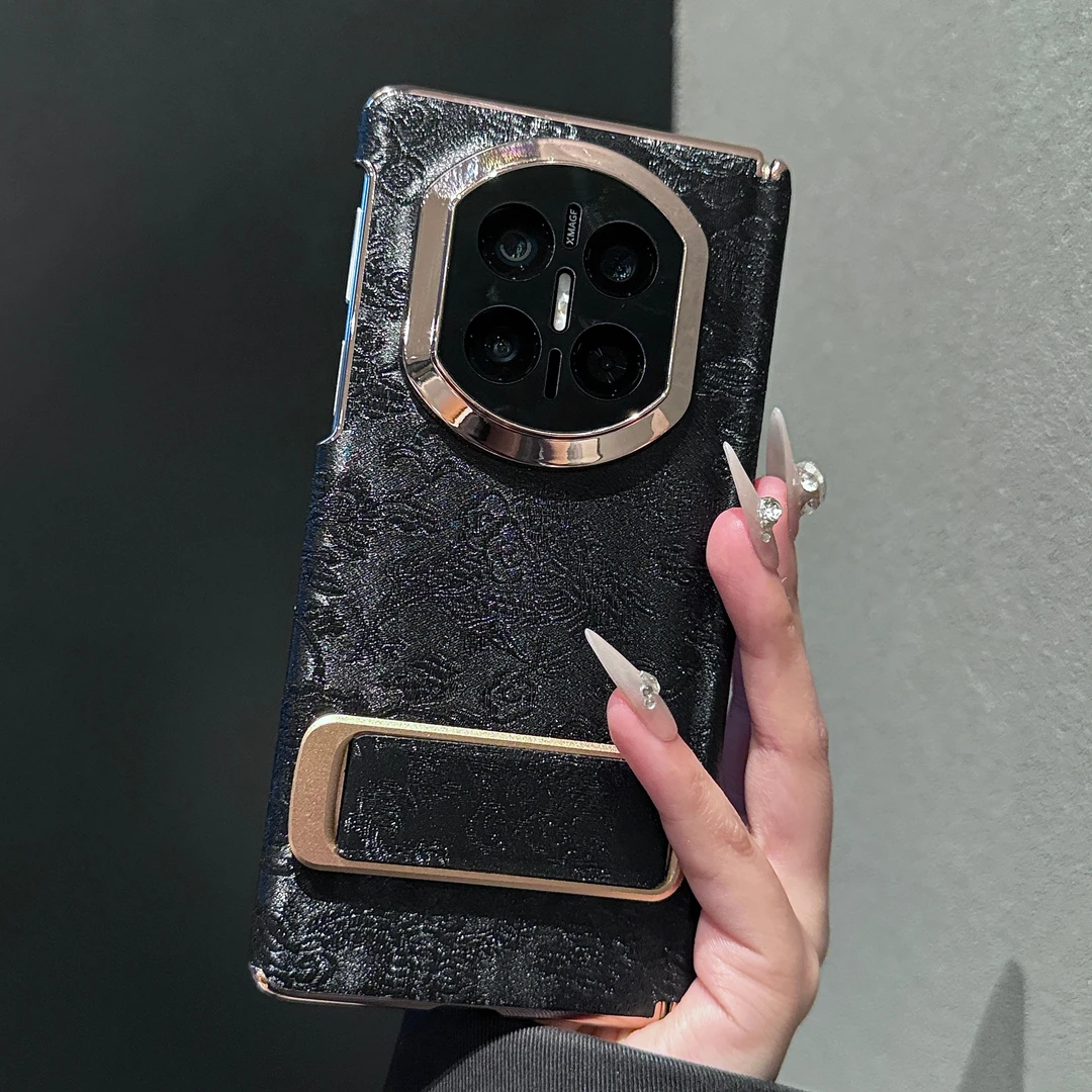 中国风适用于华为mateX7手机壳折叠屏贡缎提花纹Matex6腕带支架女