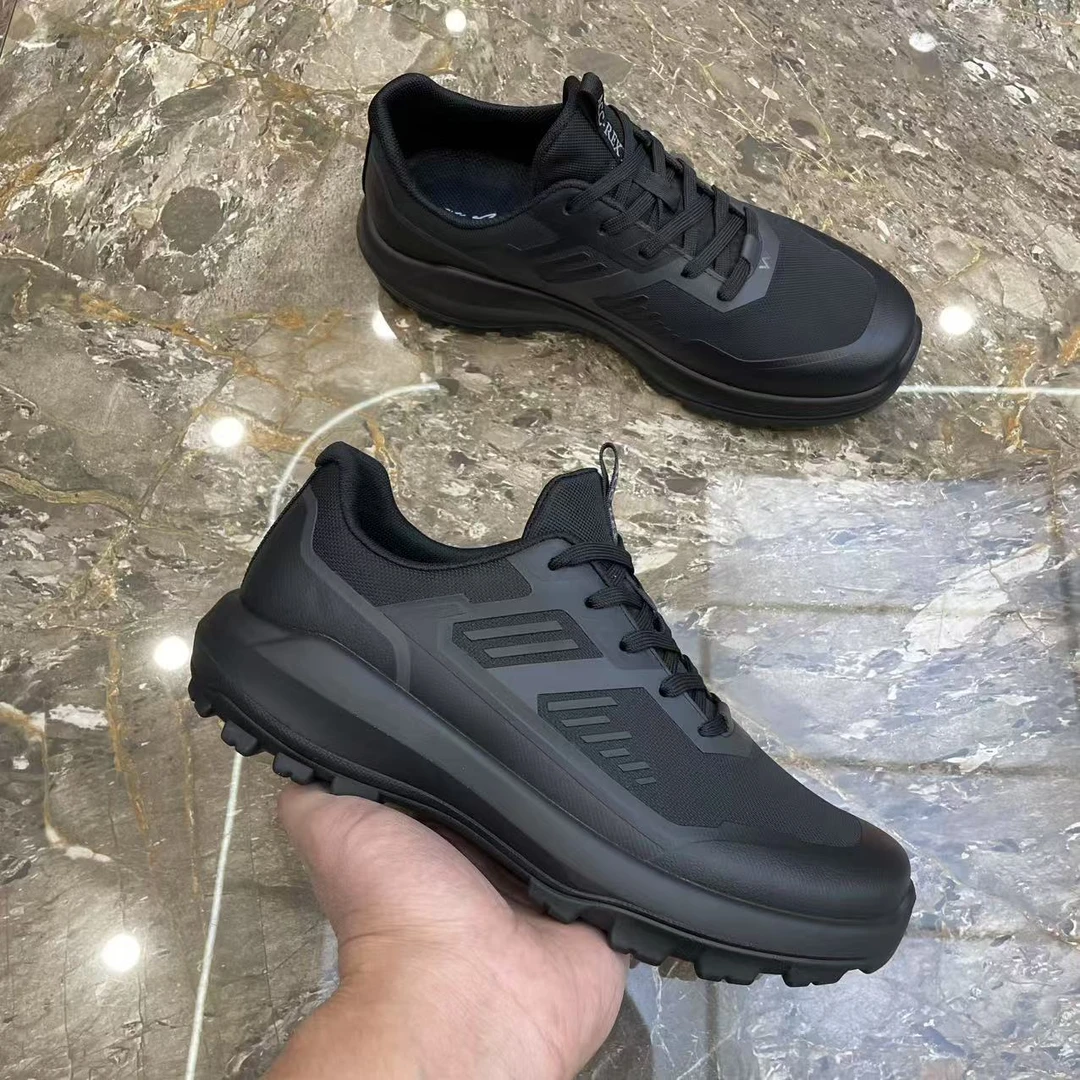 厚底耐磨网面鞋系带透气运动休闲鞋低帮春季黑色时尚轻质27712