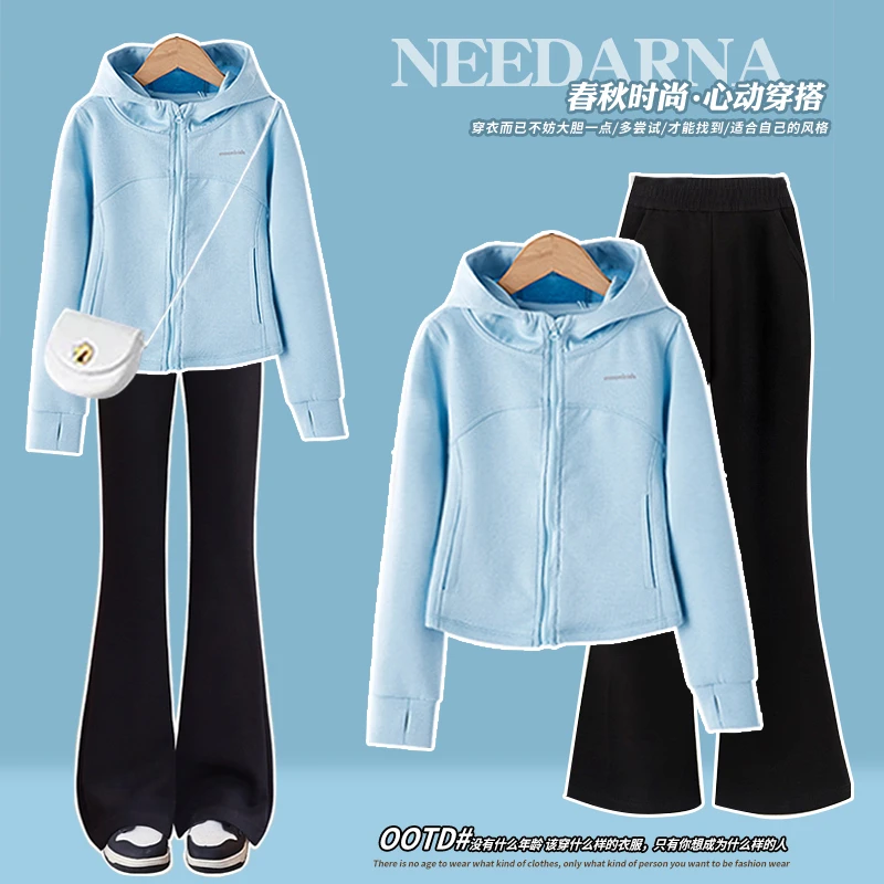 女童套装秋装2025新款春秋季卫衣儿童喇叭裤女大童洋气时髦运动服