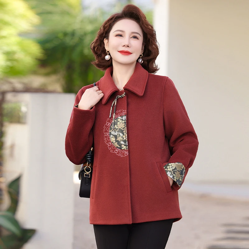 中老年人女装春装上衣洋气翻领外套新中式中年妈妈装春秋装国风