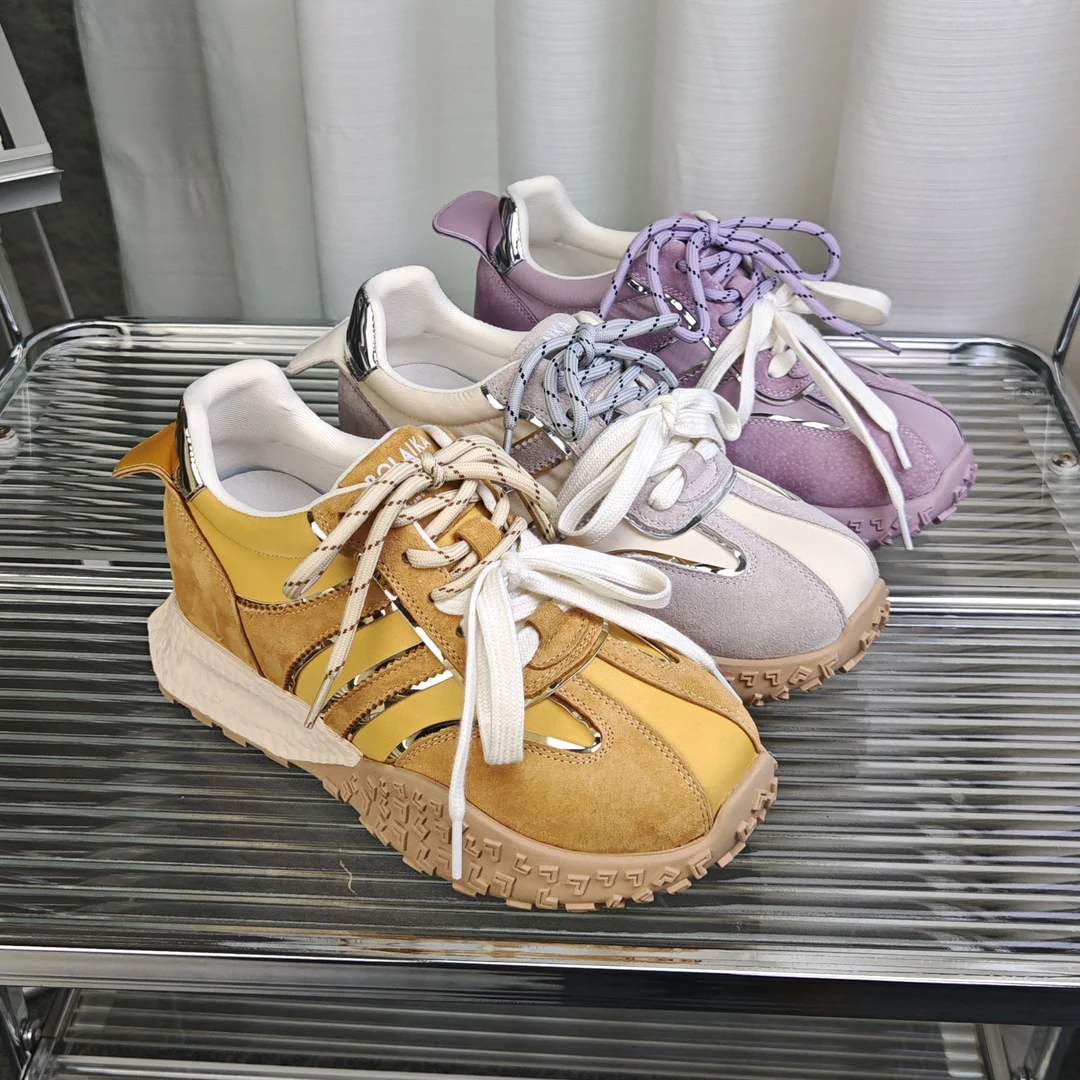 增高7cm春季运动厚底鞋软底电镀内增高女鞋真皮百搭圆头女鞋