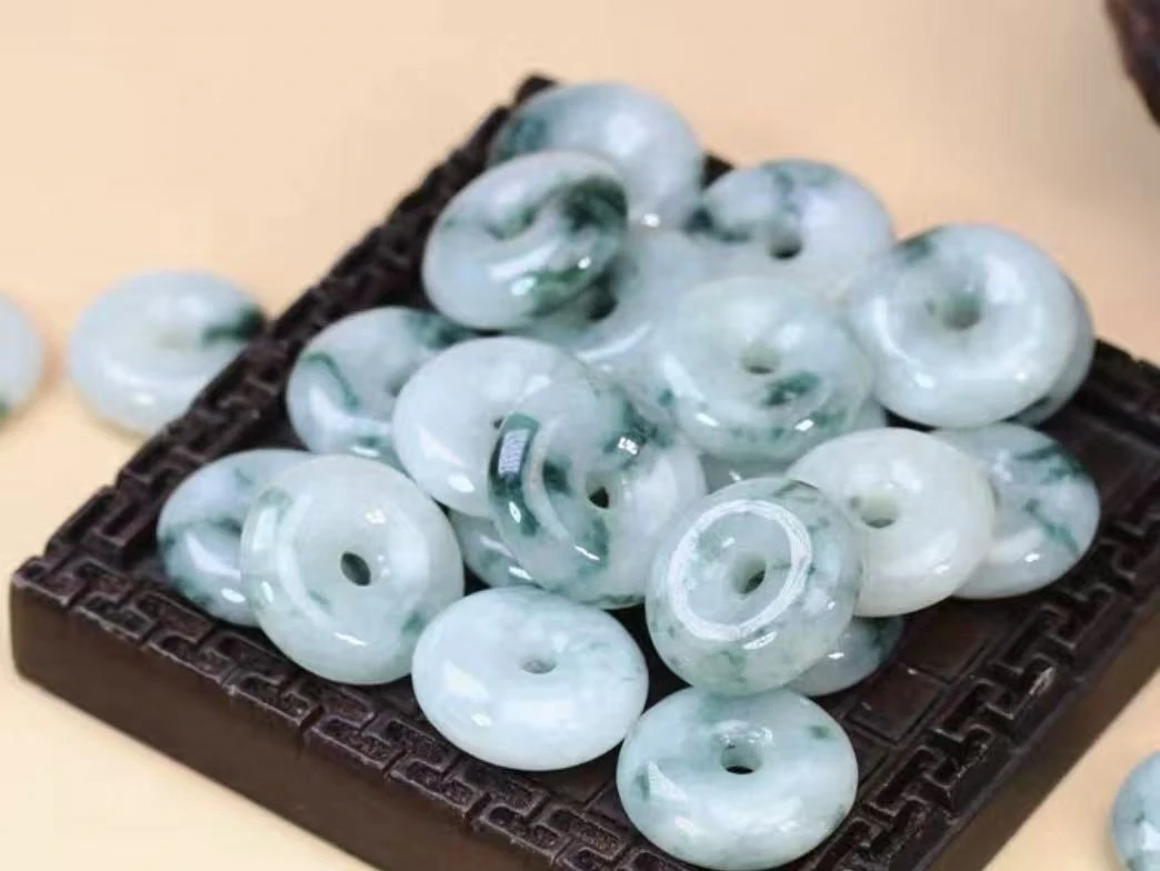 天然缅甸翡翠平安扣多样性发货情侣百搭精雕个性复古双面编织