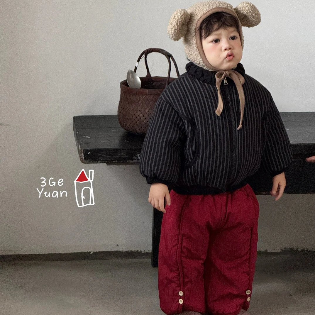 三个院·2025冬款年服 SGY9149 条纹外套 SGY9156 红色裤子
