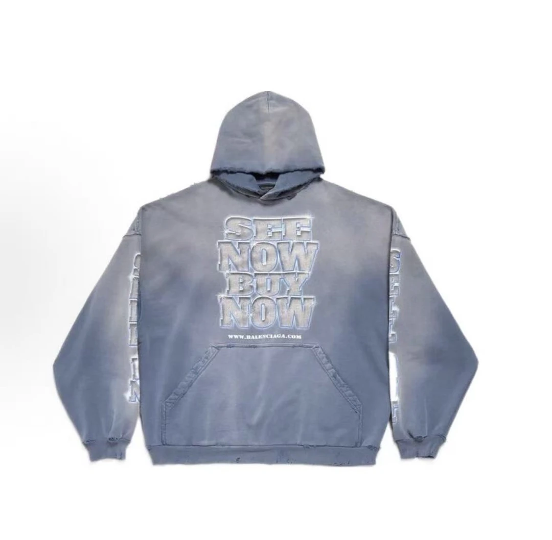 未使用 Balenciaga/巴黎世家 印花logo渐变连帽卫衣