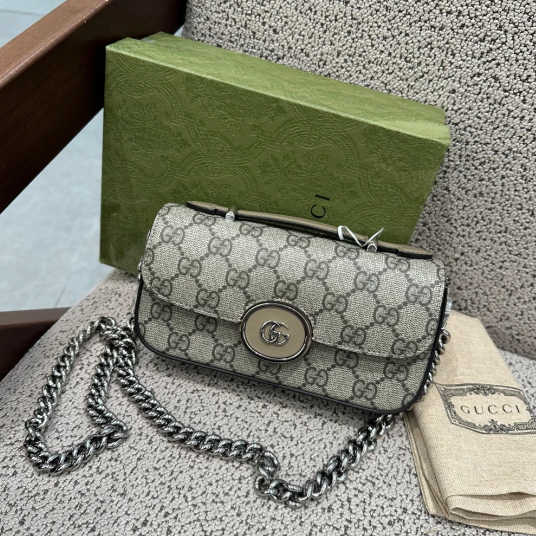 99新 GUCCI/古驰 满logo老花邮差包 US59149