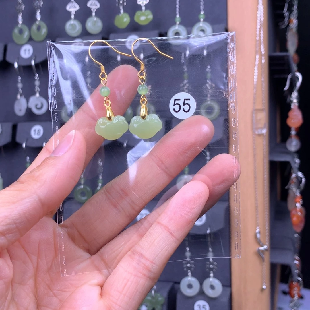 和田玉耳饰银S925镶嵌L****n