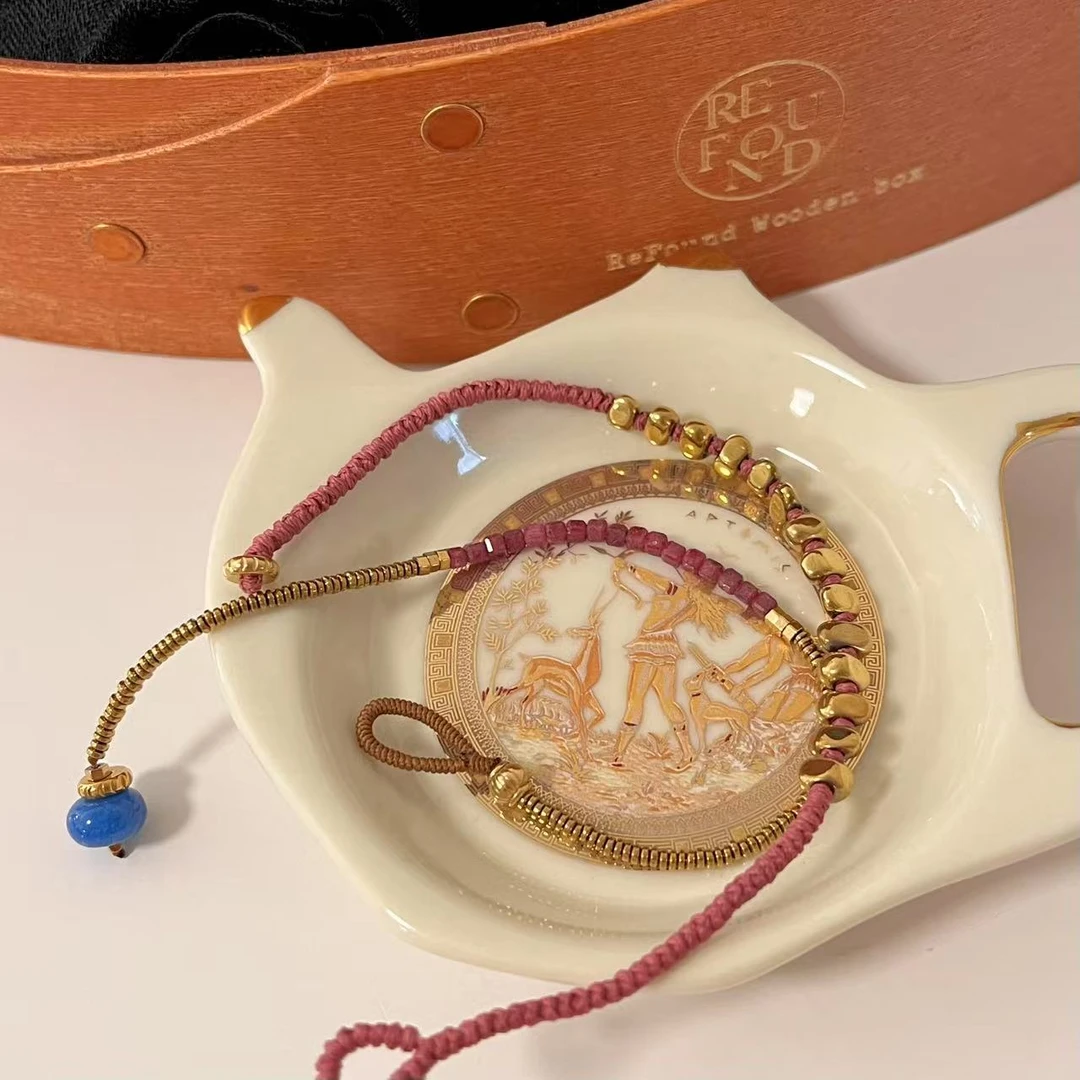 钛钢布艺手链 可碰水！度假撞色纯手工编织手链