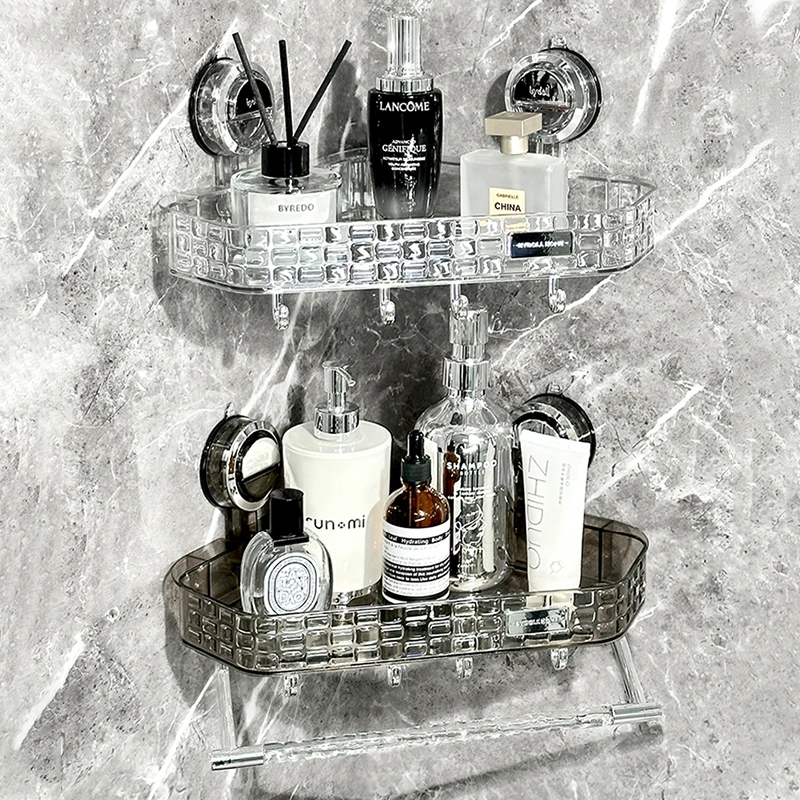 【佳立方】吸盘冰川纹长条置物架厕所卫生间洗漱台免打孔壁挂收纳架