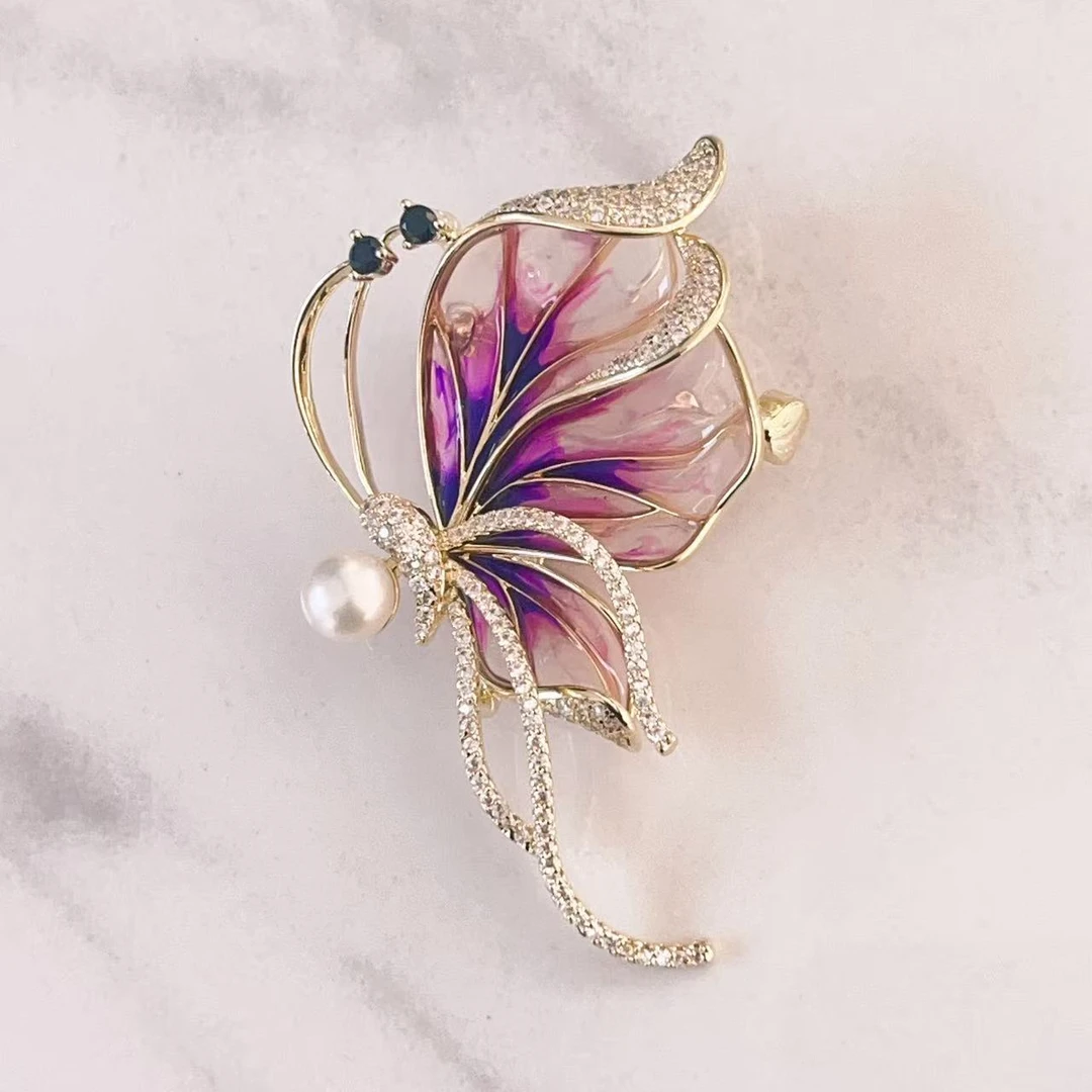 kasiya/卡思雅 铜合金珐琅胸针 时尚百搭珐琅蝴蝶胸针