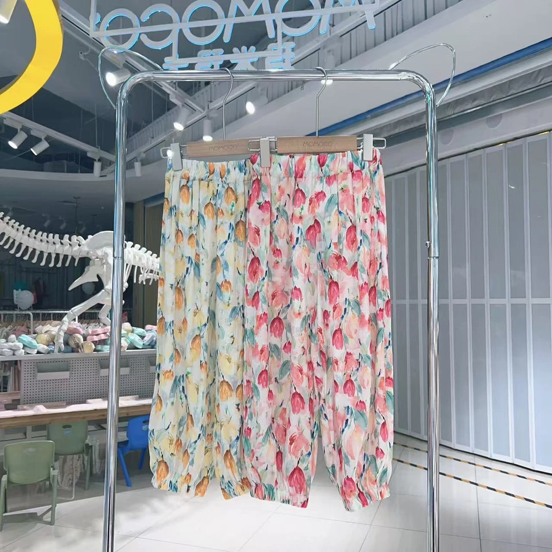 MOMOCO一秒入夏女童新款2025花色休闲裤77630354014&77630354012