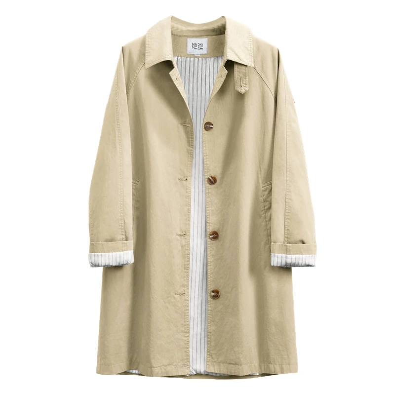 欧若风她池2025冬新款女单排扣翻领中长长袖休闲风风衣T43Q4656F